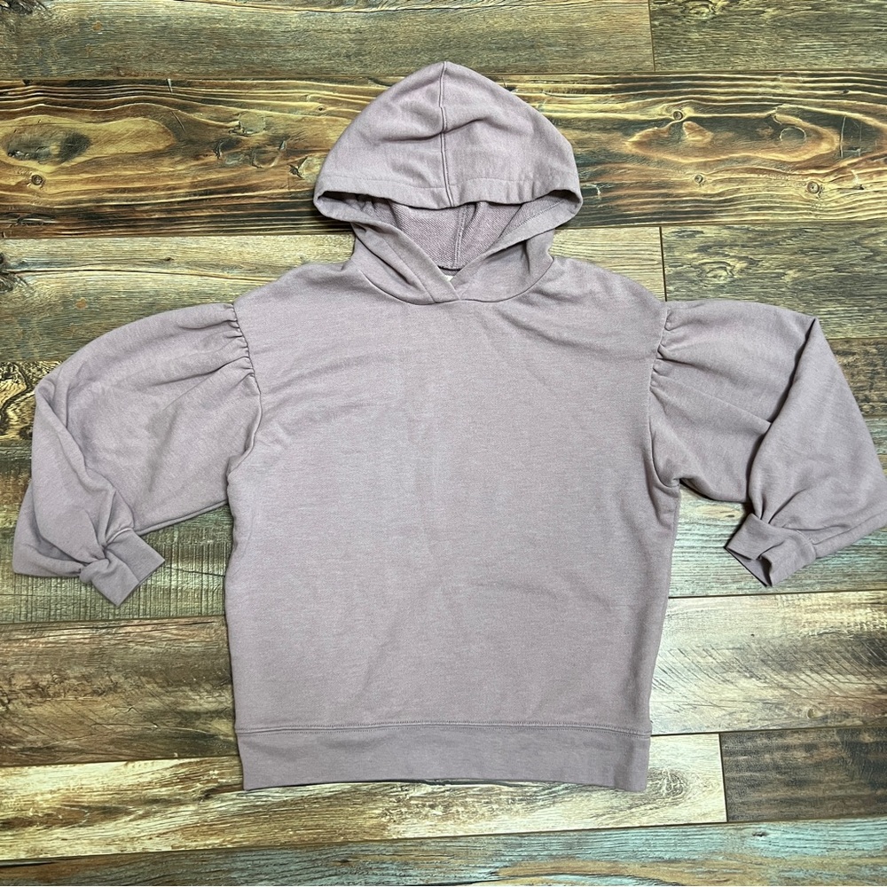 Madewell Purple Pleat Sleeve Shrunken Hoodie Size S